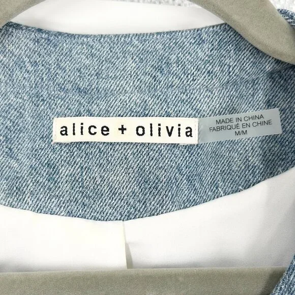 Alice + Olivia Avis Combo Patch Pocket Jacket in Blue Eyes Multi - Picture 6 of 11